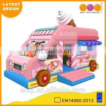 2015 AOQI newest design ice cream car inflatable bouncer combo for kids with free EN14960 certificate