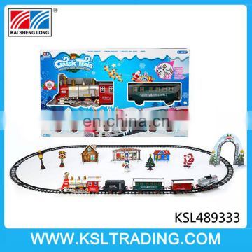 Christmas gift electric smoking train toy sets with light and music