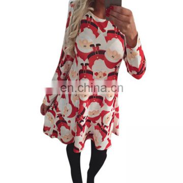 Christmas Evening Party Dress Long Sleeve Red Fashion Mini Christmas Dress