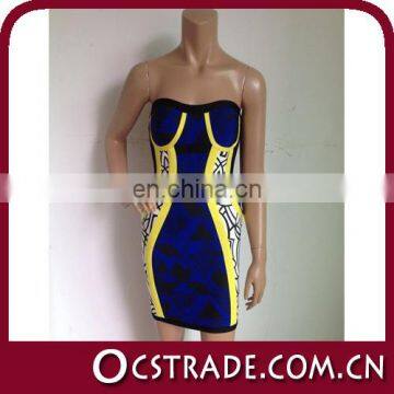 2014 blue bandage quality strapless online evening dress shops