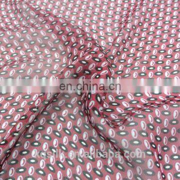 Printed 100% Silk Chiffon With Red Background and Dots