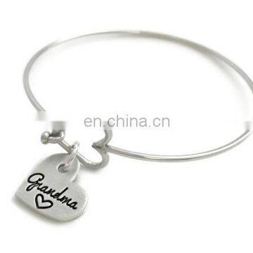 Personalized Hand Stamped Jewelry Heart Charm Grandma Bracelet For Family