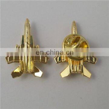 custom 3D gold airplane lapel pin badge