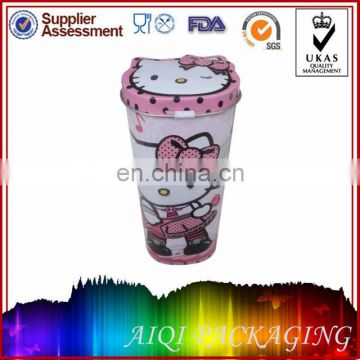 hello kitty shaped colorful pencil tin can