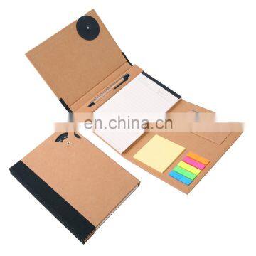 portable recycled memo booklet Notepad set with pens ruler and self-adhensive papers