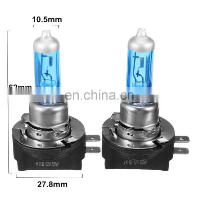 2Pcs HIGH POWER HAOLGEN H11B 55W 5000K CAR HEADLIGHT BULB HEAD FOG LIGHT WHITE LAMP REPLACEMENT