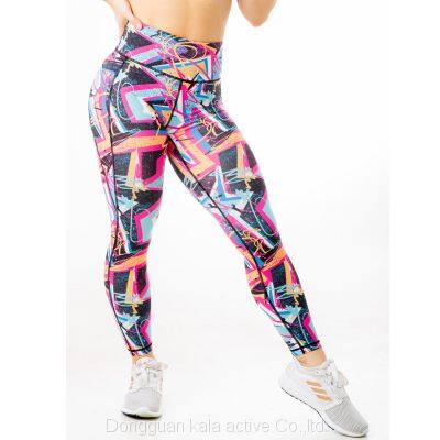 Woman's plus size Capris Activewear Exercise Leggings w/Designs&Digital&Mesh