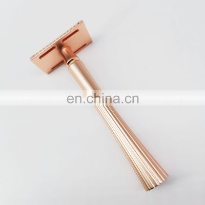 Metal Alloy Customized Logo Matte Gold Female Wholesale Double Edge Safety Razor