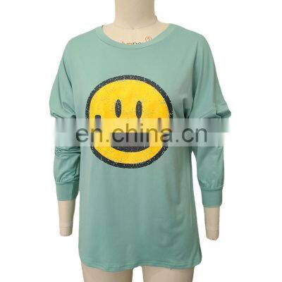 2021 Autumn and Winter Cross-border European and American Amazon Women's Milk Silk Brushed Pure Color Smiley Loose Sweater photo-5