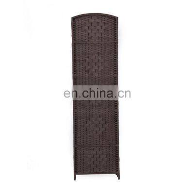 Black Movable Rattan Decorative Wood Panel Folding Screen Room Divider photo-5