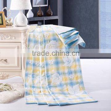 Made in China high quality jacquard plaid cotton flower printed terry blanket