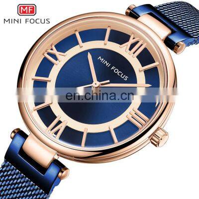 MINI FOCUS MF0234L Fashion Analog Quartz Stainless Steel Mesh Classic Watches Sexy Ladies Quartz Slim Watch
