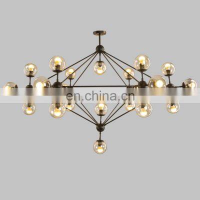 Wholesale Price Modern Indoor Living Room Bedroom Decoration Chandelier Lamp Iron Glass Led Pendant Light photo-4