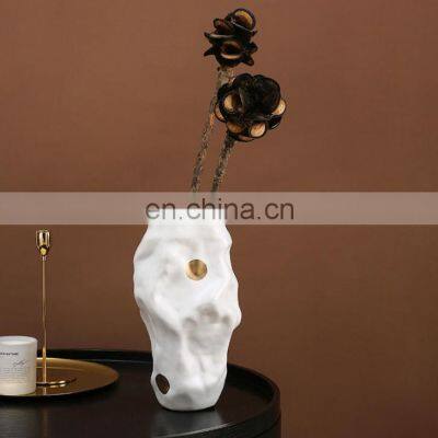 Artificial Flower Clay Vases Gold Decor Outside Personalized Boho Coffee Porcelain Luxury Home Dots Dot Decorative Ceramic Vase photo-4