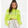 Top Selling Women's Neon Green Wholesale Ladies Pullover Cotton Plain Crop Top Hoodie New Arrival photo-4