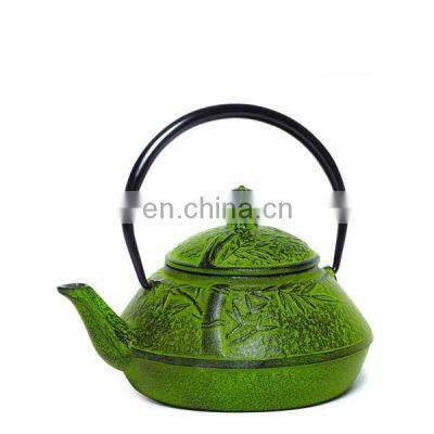 Green color enmael wholesale cast iron teapot