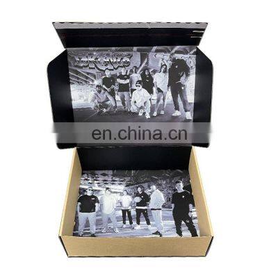 Black Custom Printed Kraft Quick Clothing Hat Self Seal Adhesive Mailer Packaging Shipping Boxes Tear Strips Zipper Postage Box photo-4