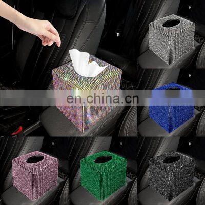 Creative Car Tissue Box Diamond Crystal Auto Tissue Holder Luxury Car Accessories Multifunction Bling Tissue Cover photo-3