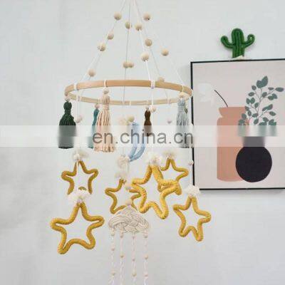 Hot Sale Macrame Star and Moon Baby Mobile, Mustard Neutral Baby Mobile Handmade Crib Mobile Vietnam Supplier