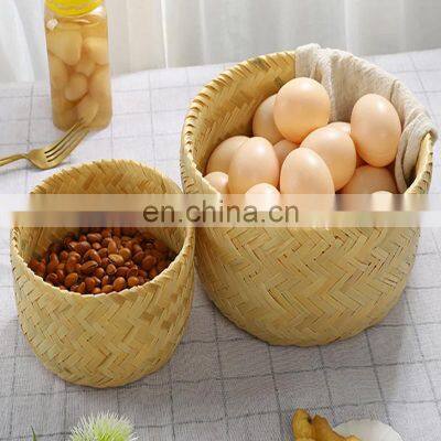 Handwoven Bamboo Storage Basket For Fuit and Toy Wicker Natural photo-3