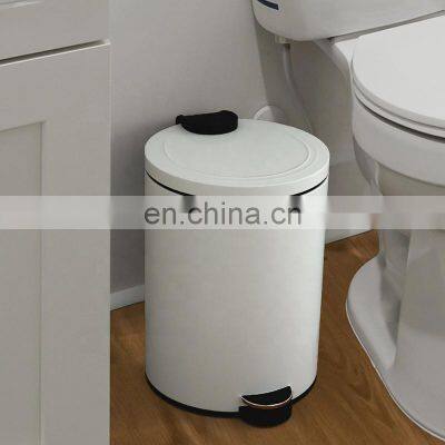 Modern Houseware Products 410 Stainless Steel 12L Pedal Trash Bin with Cover closing Slowly and Mutely Round Trash Can