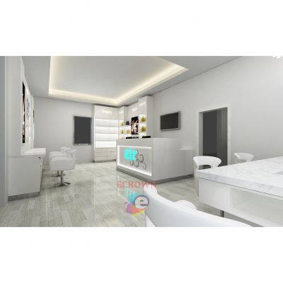 Salon Shop Design Wood and Metal Iron Display Shelf photo-5