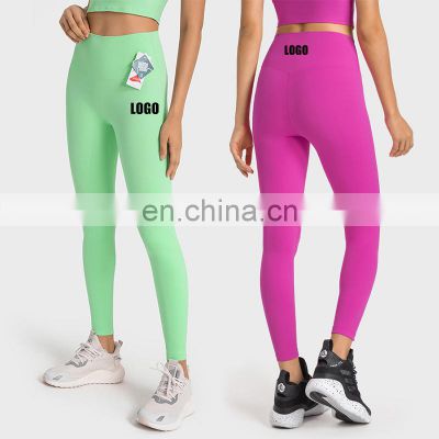 Wholesale Anti-Bacterial Good Quality Lycra Yoga Leggings Nude Workout Running Fitness Wear Peach Hip Gym Tight Pants For Women