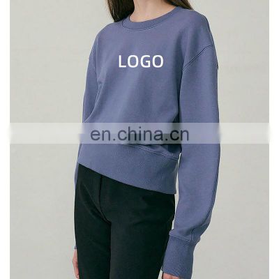 Blank Custom Oversize Crewneck Sweatshirts Women Casual Sports Pullover Add Wool Gym Top Workout Walking Active Wear Clothes