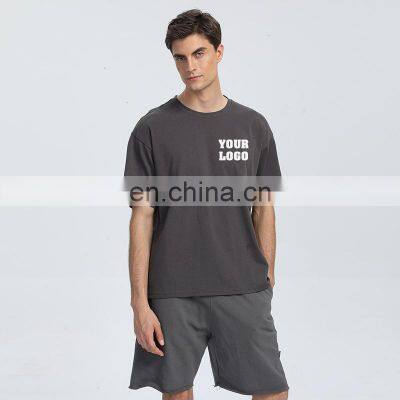 Good Quality Custom Logo Oversized Drop Shoulder T Shirt Plus Size Cotton Workout Gym Running Wear Sports Clothes For Men