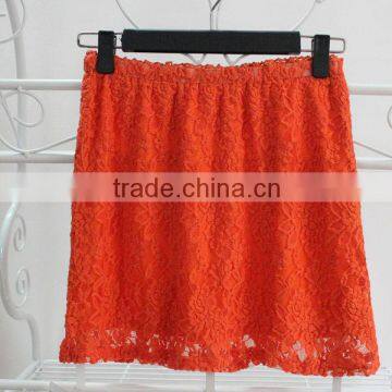 bright colorful elastic waitband cheap lace ladies short skirt designs