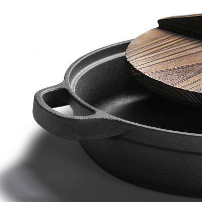 Thickened Flat Cast Iron Pan Domestic Pancake Pan Cast Iron Pot With Two Ears Metal Plate Pot Stove Baking Pan photo-3