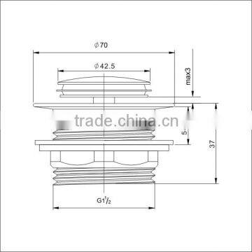 1/2-Inch Polished Chrome Waste Drain Easy Cleaning Toe Touch Bath Pop Up Drain With Basket photo-2