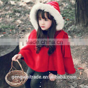 New Season Kids Winter Coat Fashion Sweet Girls Red Christmas Coat With Hats Girls Winter Coat