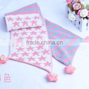Wholesale Star and Striped Pom Pom Ball Tassel Winter Warm Keeping Acrylic Fashion Boys Girls Baby Knitted Scarf photo-6
