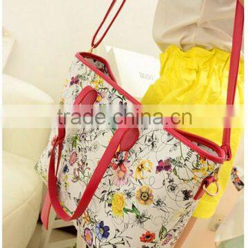 new model lady handbag shoulder bag with colorful flower printing