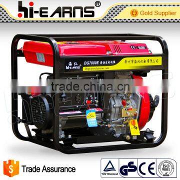 open frame air-cooled 6KW pull start diesel generator without fuel