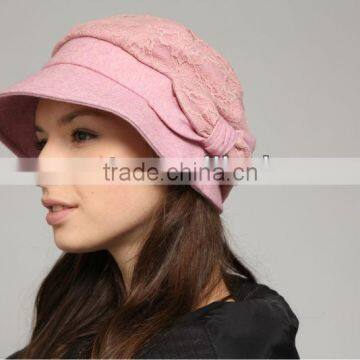 short brim lace lady fedora beret hat women