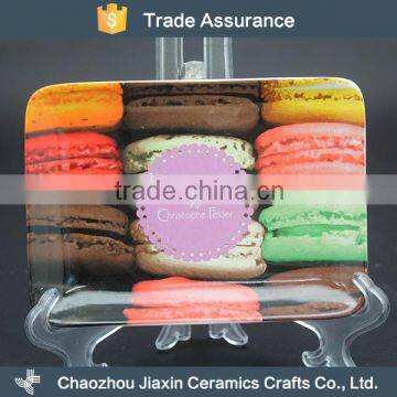 Custom decal ceramic rectangular dessert plate
