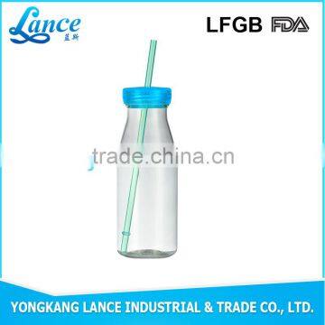 High quality BPA free single wall milk shake cup with straw