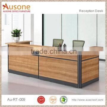 Walnut Modern Reception Desk with 3-Drawers Cabinet