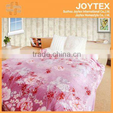 Flower design printed coral fleece blanket,100% Polyester