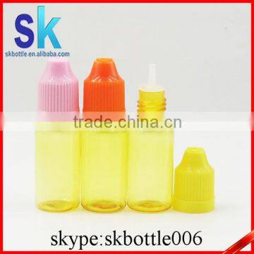 STOCK Empty e Liquid Electronic Cigarette Plastic Yellow 10ml PET Dropper Bottle With Cap