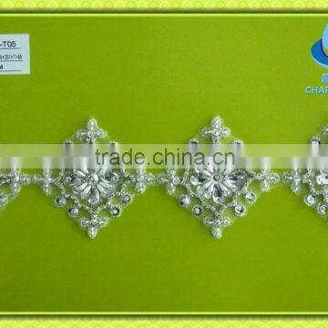Beaded embroidery lace trim T006B