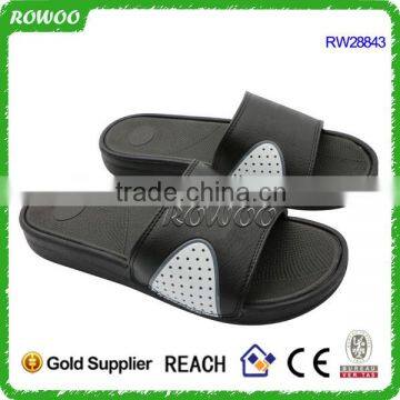 Black new mould Manufacturer PU Strap Embossed EVA Men Slipper