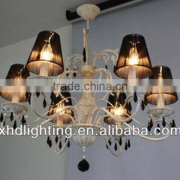 modern hotel crystal chandelier,E14 black fabric pendant lamp