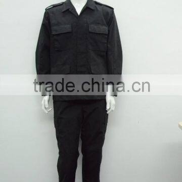 poly/cotton ripstop bdu black security guard uniform