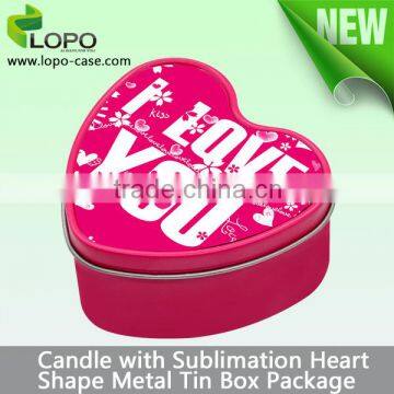 Heart shaped Sublimation Customed Metal Tin candle holder for lovers