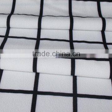 Men's t Shirt Fabric 4 Way Strench Plaid Printed Polyester Lycra Fabric photo-2