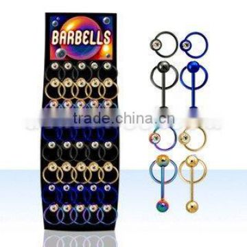 anodized steel slave hoop barbells with jewel