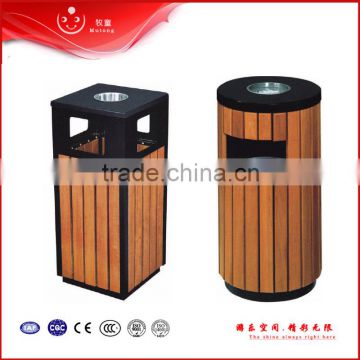 outdoor wood garbage bin for park